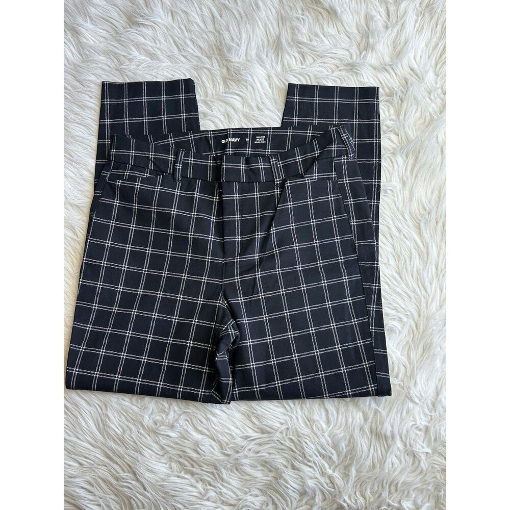Old Navy Women’s Size 10 Black Plaid Pixie Pants High Rise Trousers Career